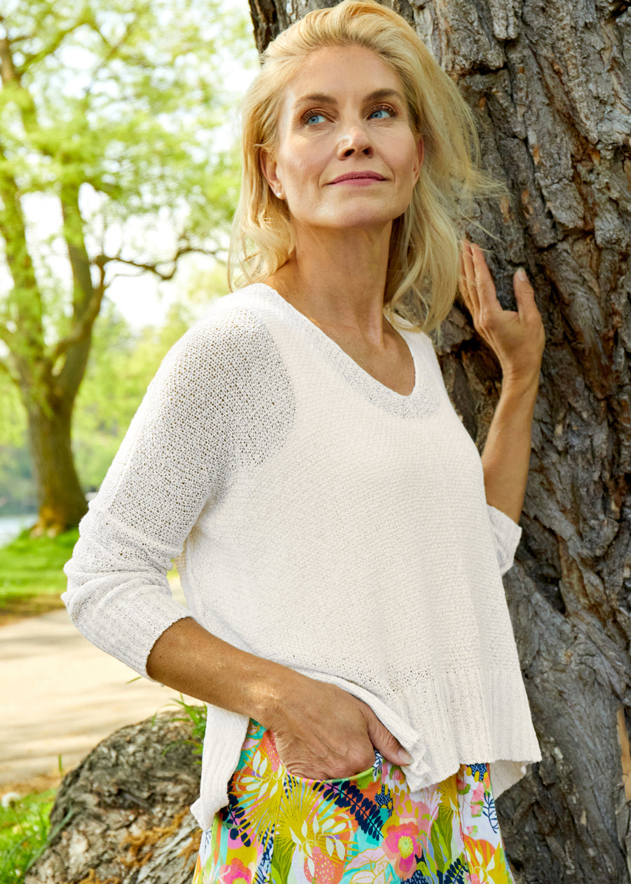 Knit Relaxed V-Neck Sweater