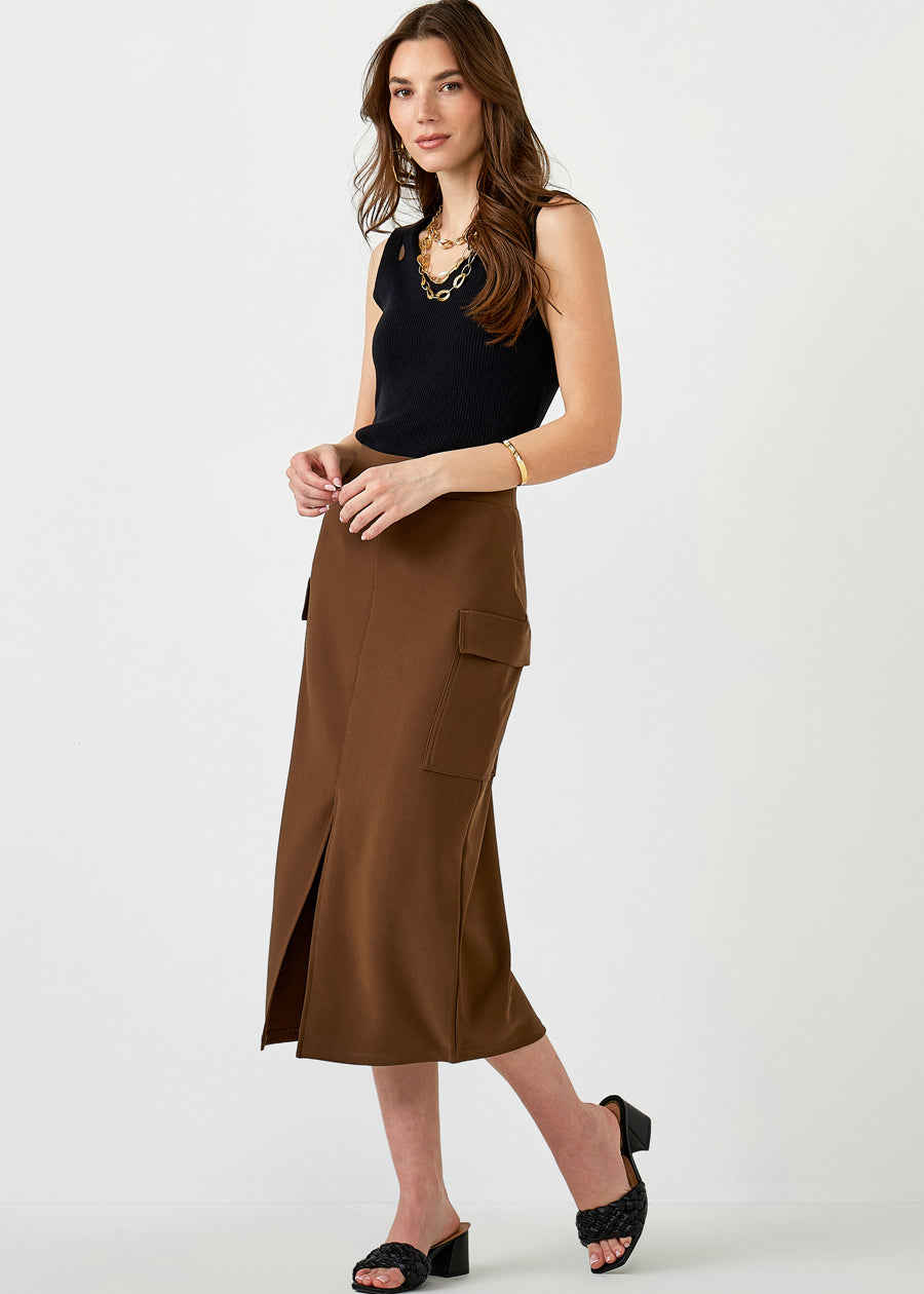 Slit Cargo Midi Skirt