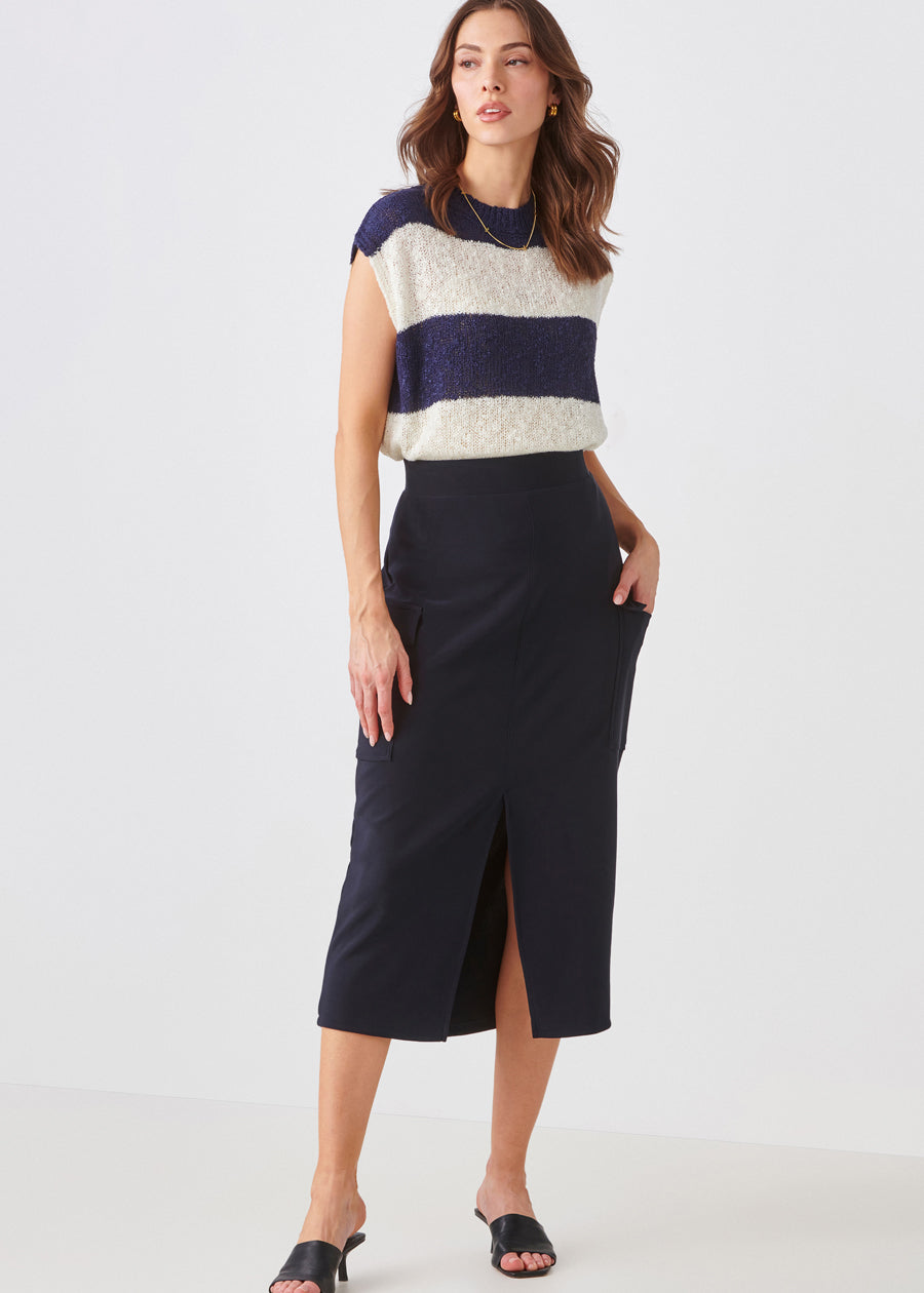 Slit Cargo Midi Skirt