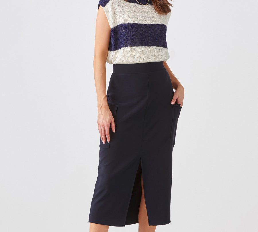 Slit Cargo Midi Skirt