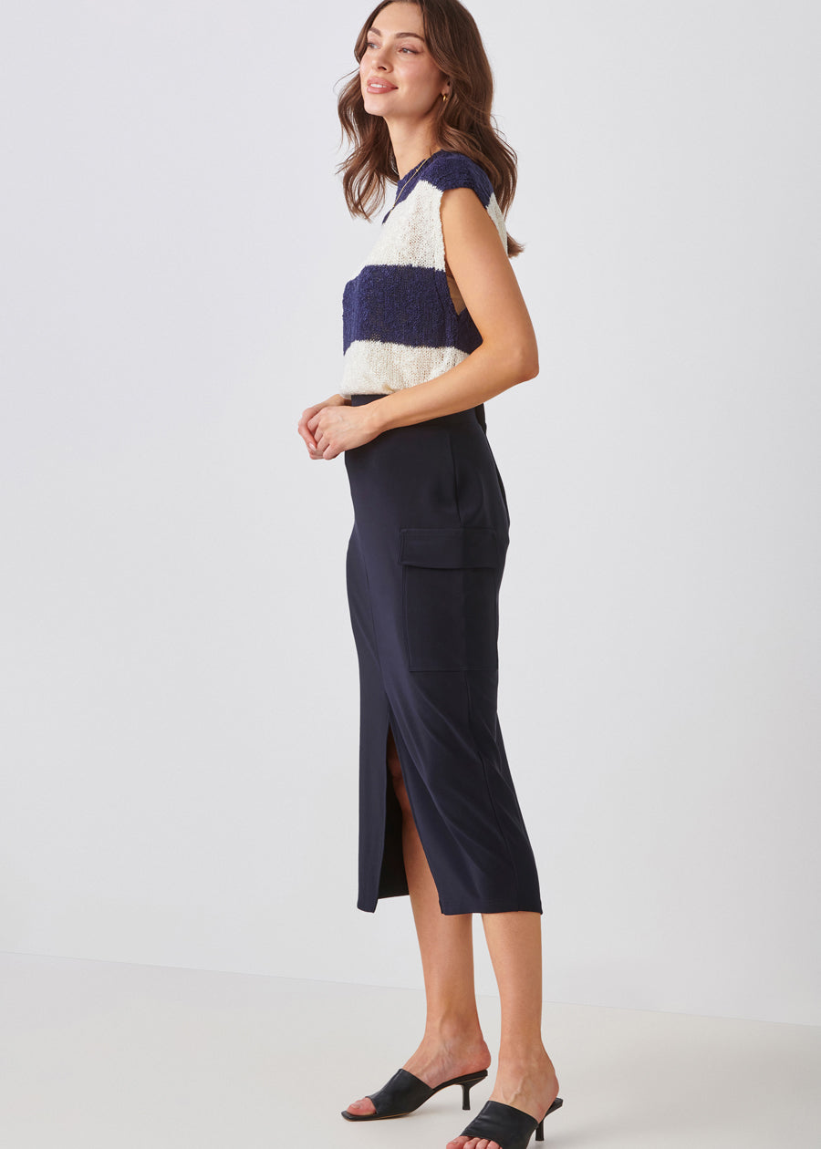 Slit Cargo Midi Skirt
