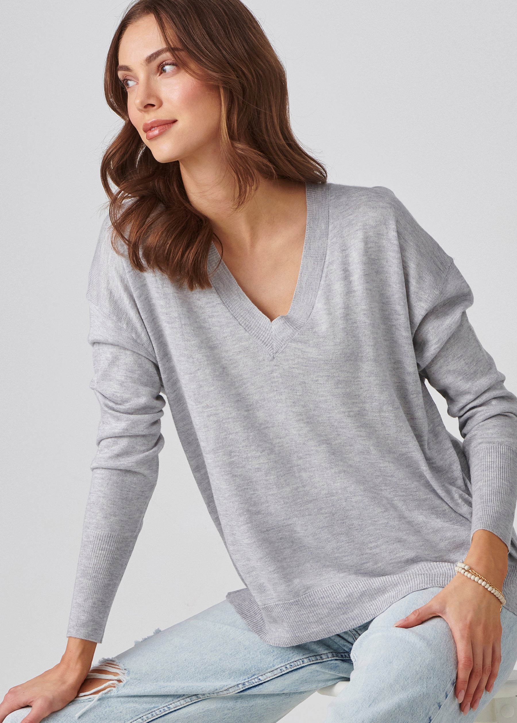 Cashmere Blend Relaxed V-Neck Sweater
