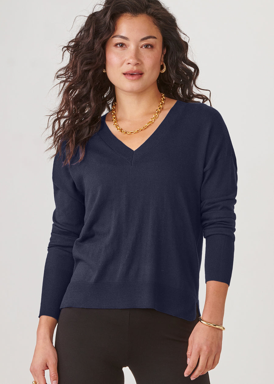 Cashmere Blend Relaxed V-Neck Sweater