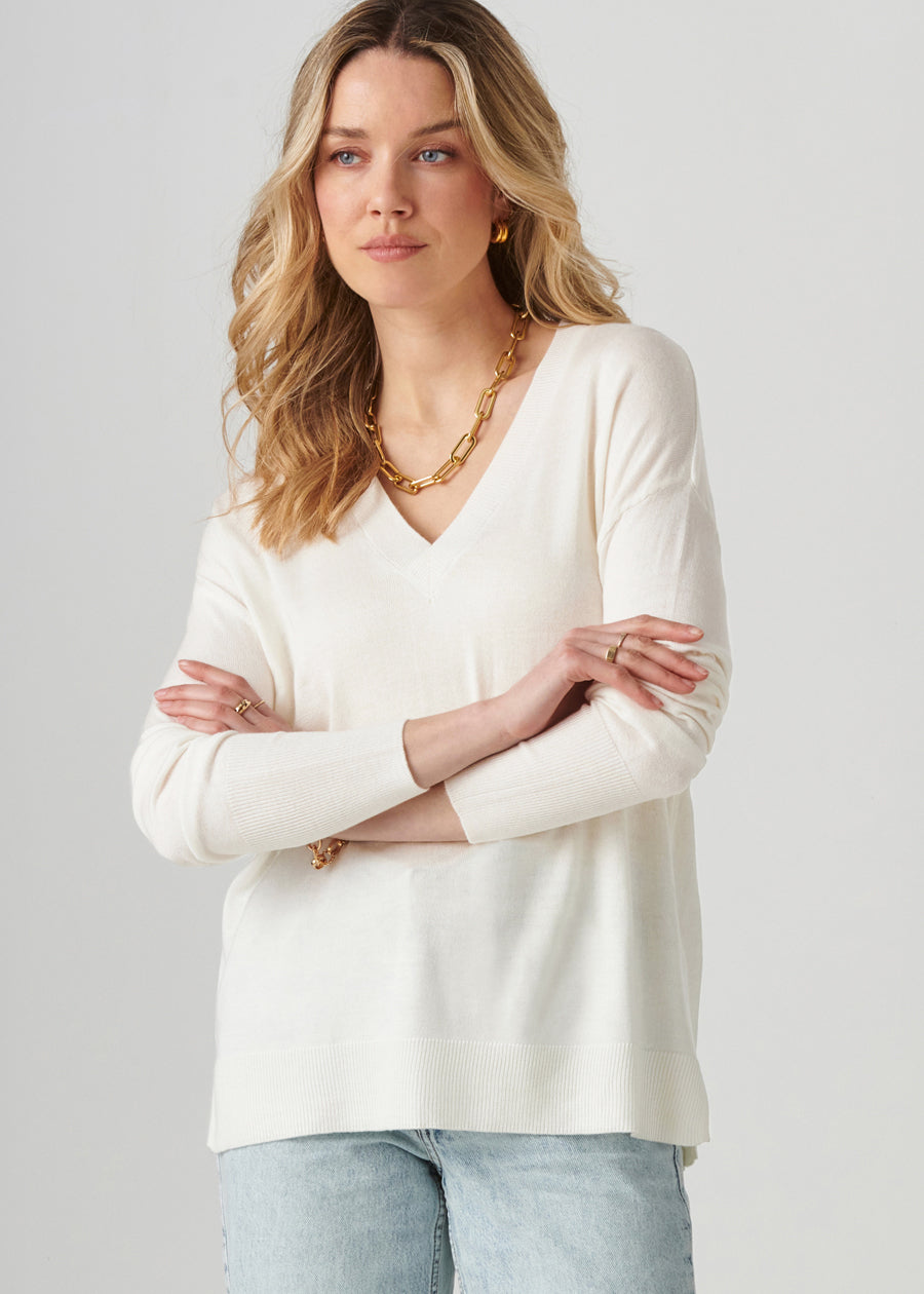 Cashmere Blend Relaxed V-Neck Sweater