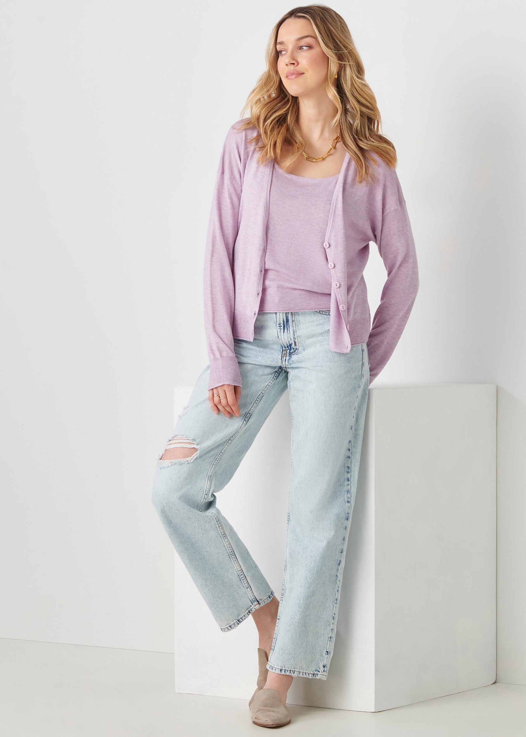 Cashmere Blend V-Neck Cardigan
