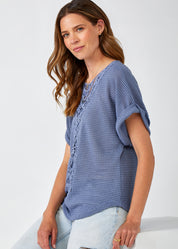 Lace Crew Short Sleeve Top