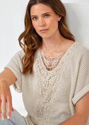 Lace Crew Short Sleeve Top