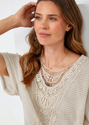 Lace Crew Short Sleeve Top