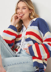 Chunky Stripe Knit Cardigan