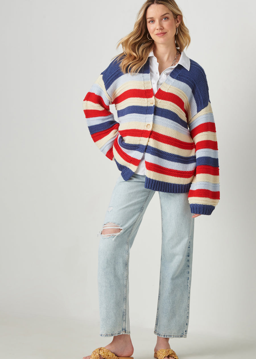 Chunky Stripe Knit Cardigan
