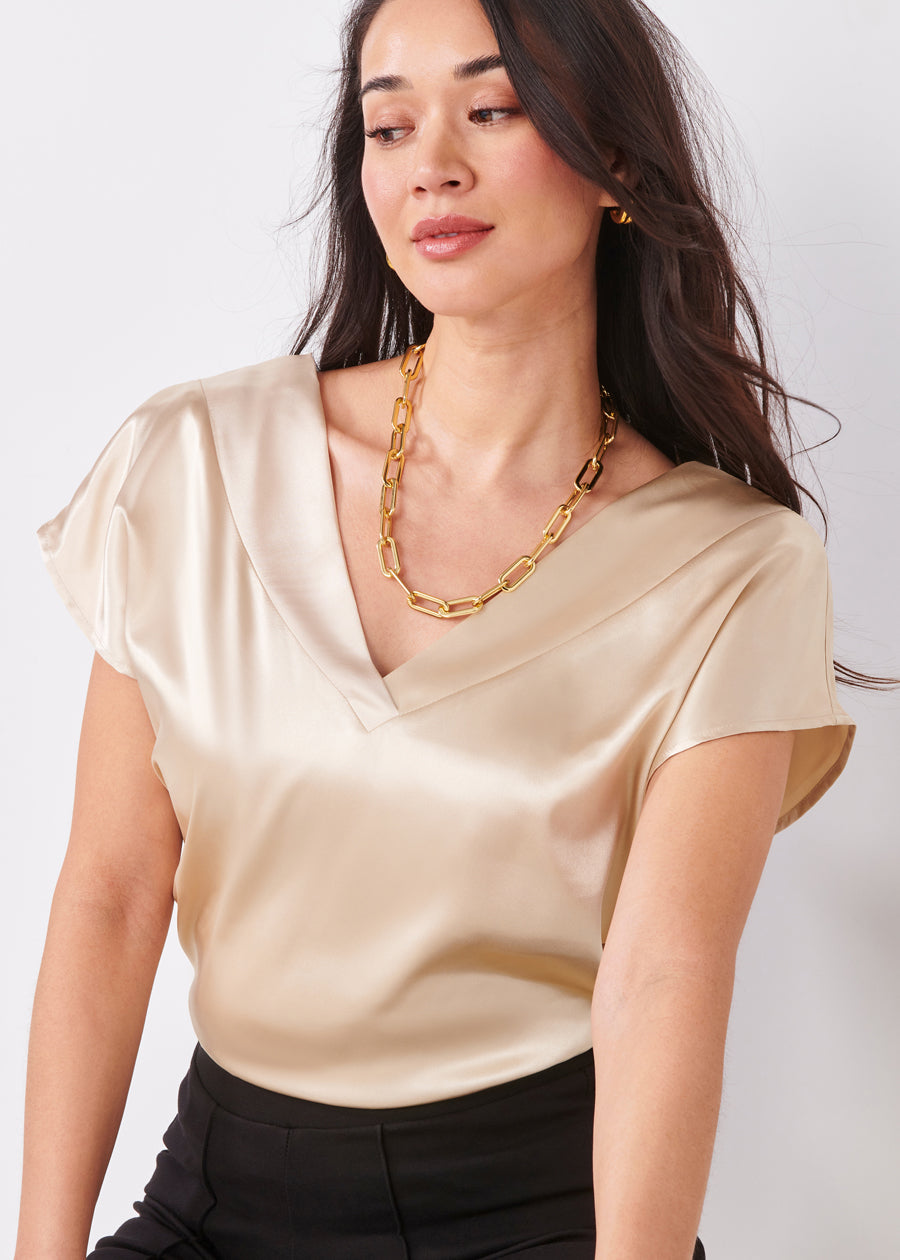 Satin Cap Sleeve Top