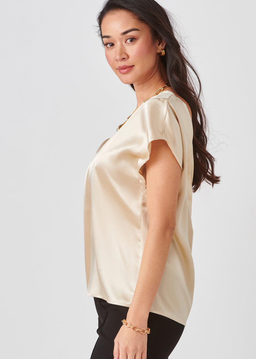 Satin Cap Sleeve Top