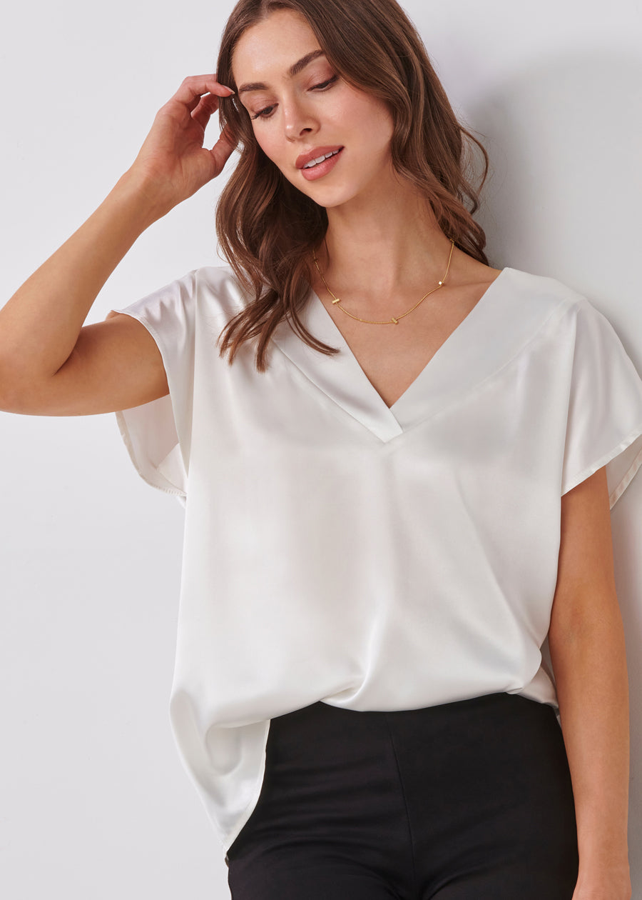Satin Cap Sleeve Top