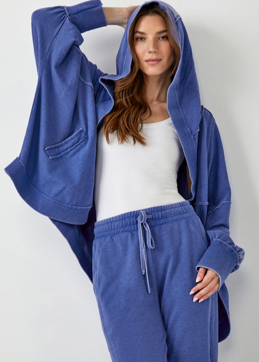 Oversized Hooded Fleece Cardigan