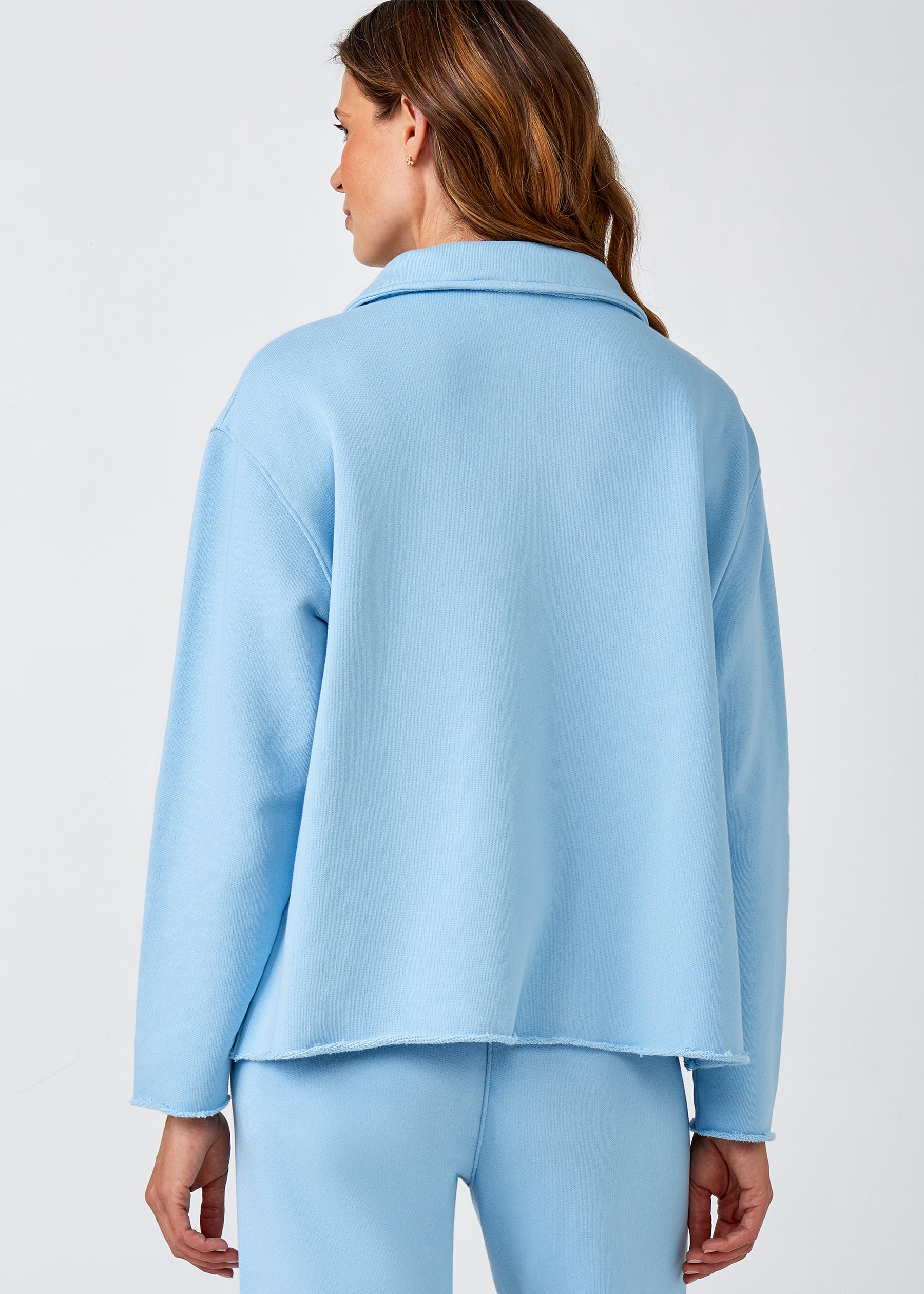 Cotton French Fleece Johnny Collar Shirt