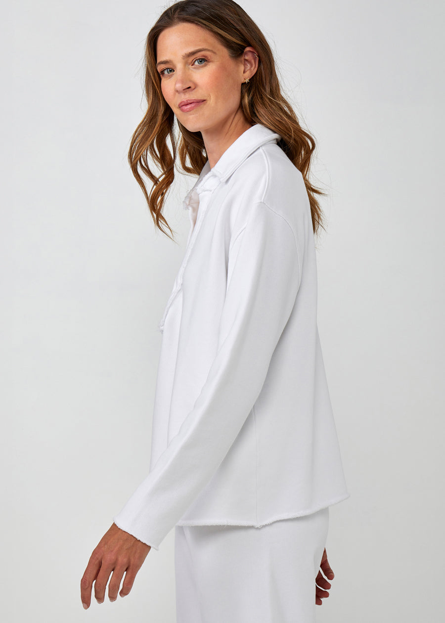 Cotton French Fleece Johnny Collar Shirt