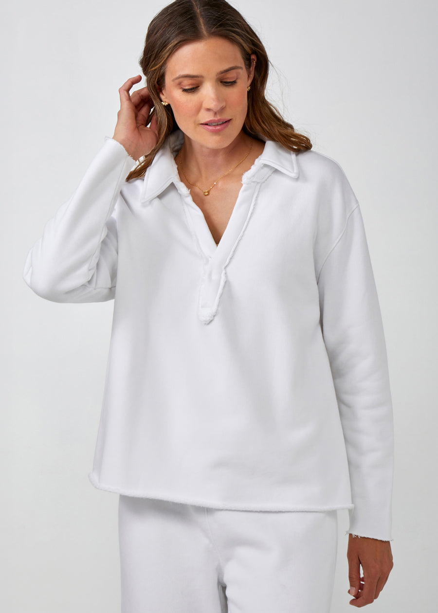 Cotton French Fleece Johnny Collar Shirt