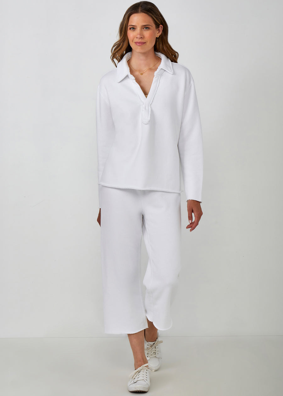 Cotton French Fleece Johnny Collar Shirt