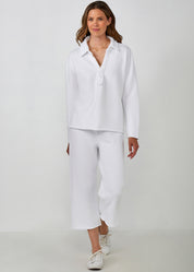 Cotton French Fleece Johnny Collar Shirt