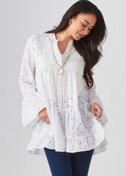 Cotton Eyelet Gathered Top