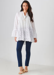 Cotton Eyelet Gathered Top