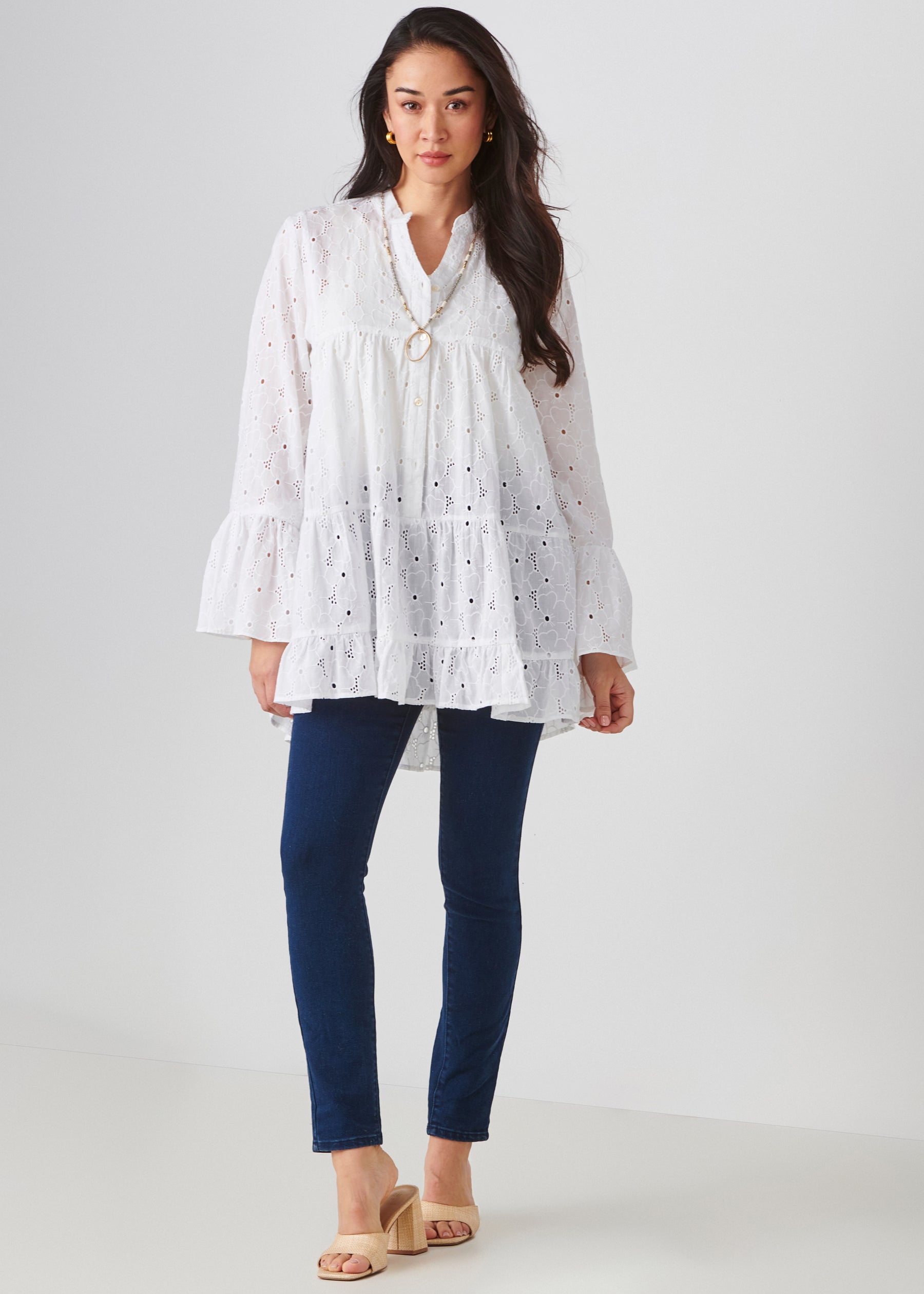 Cotton Eyelet Gathered Top