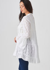 Cotton Eyelet Gathered Top
