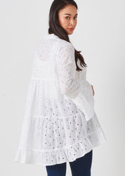 Cotton Eyelet Gathered Top