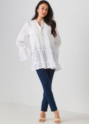 Cotton Eyelet Gathered Top