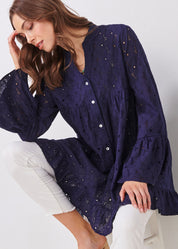 Cotton Eyelet Gathered Top