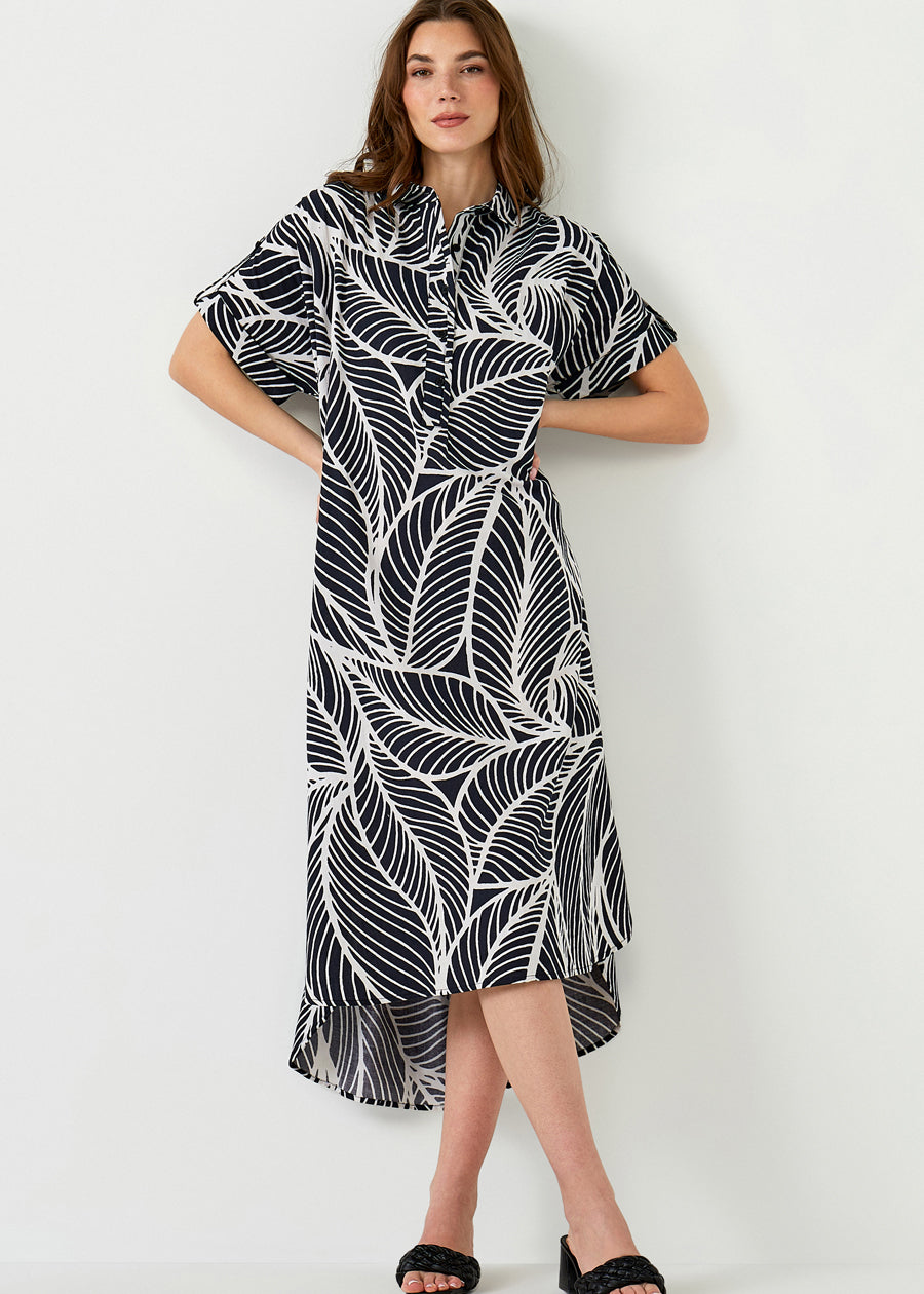 Printed Cotton Blend Shirtdress
