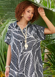 Printed Cotton Blend Shirtdress
