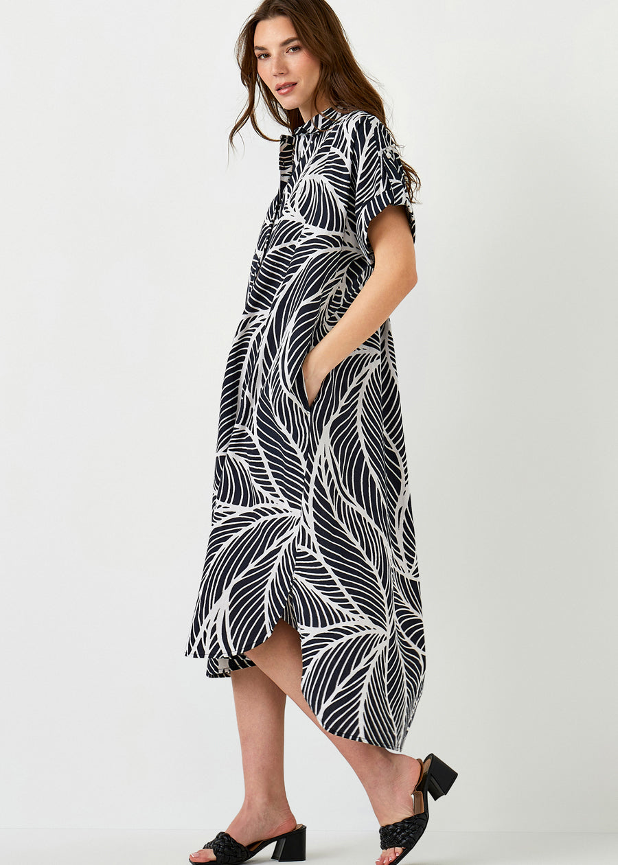 Printed Cotton Blend Shirtdress