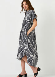 Printed Cotton Blend Shirtdress