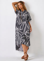Printed Cotton Blend Shirtdress
