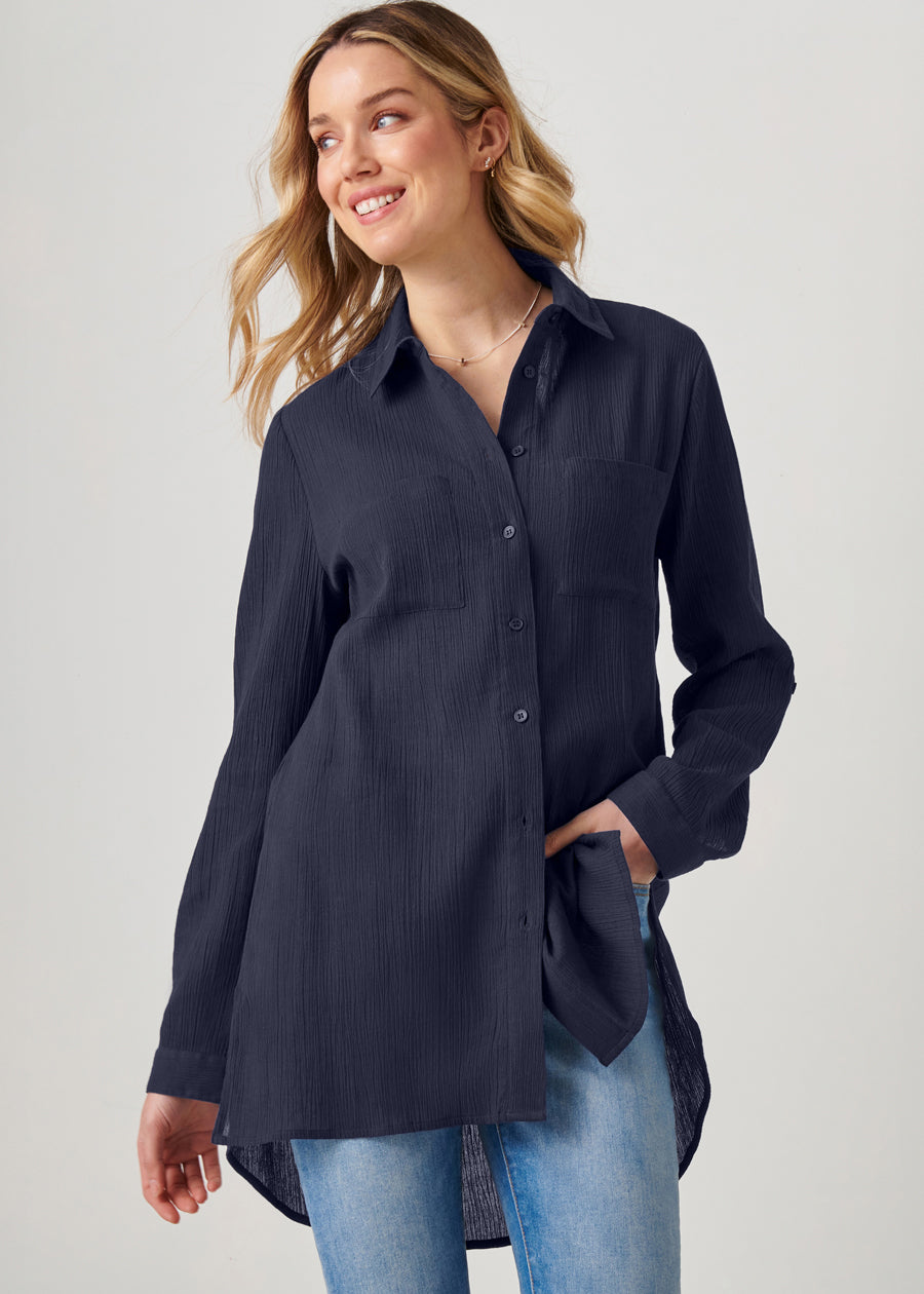 Crinkled Button Down Shirt