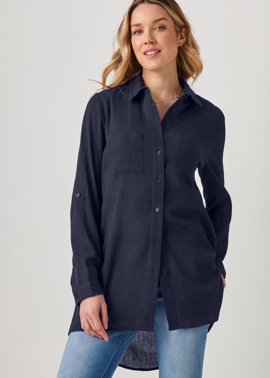 Crinkled Button Down Shirt