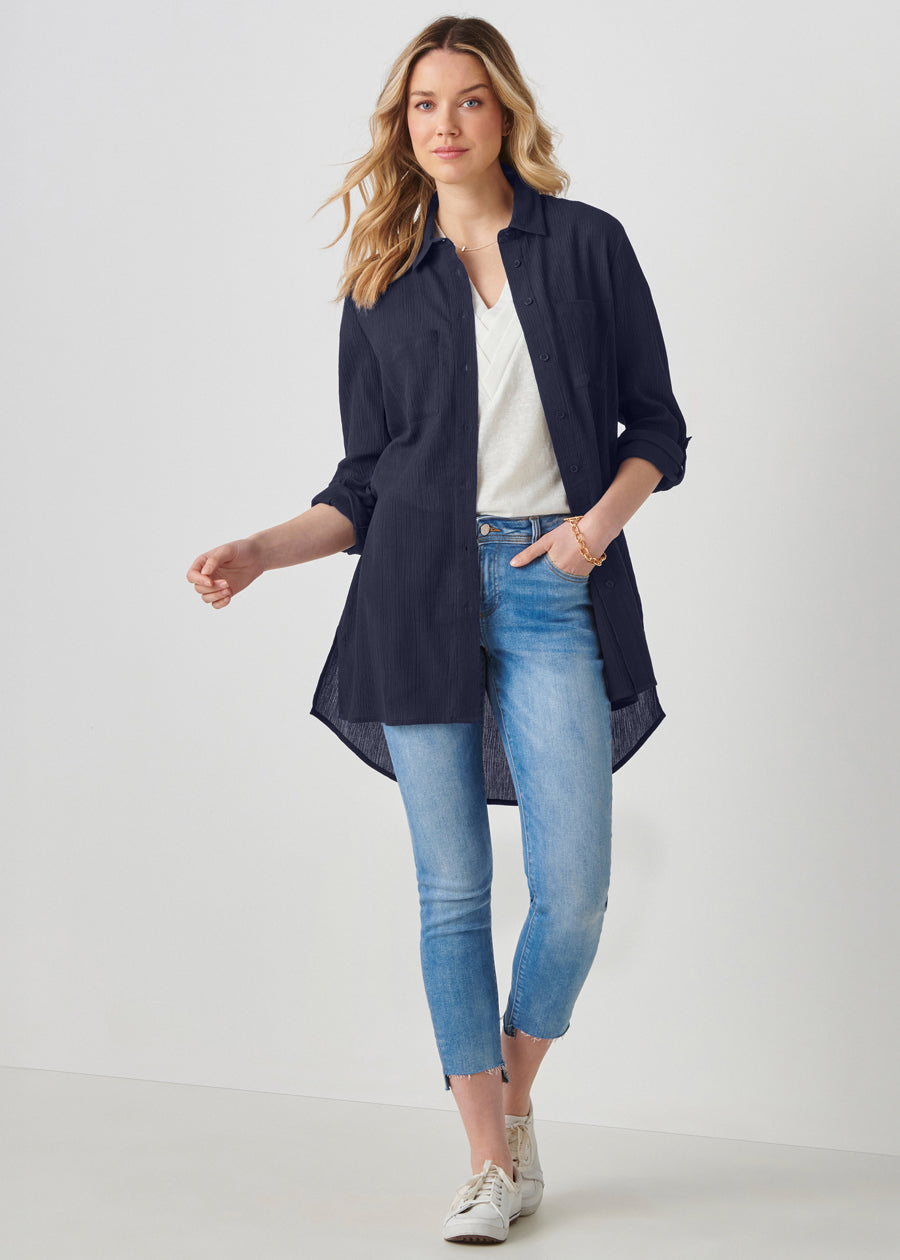 Crinkled Button Down Shirt
