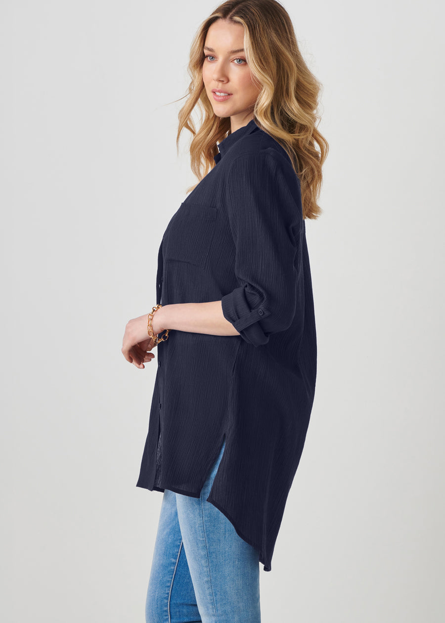Crinkled Button Down Shirt