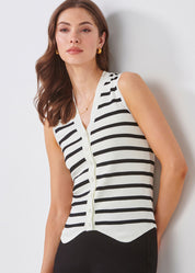 Viscose Cotton Blend V Neck Button Front Vest
