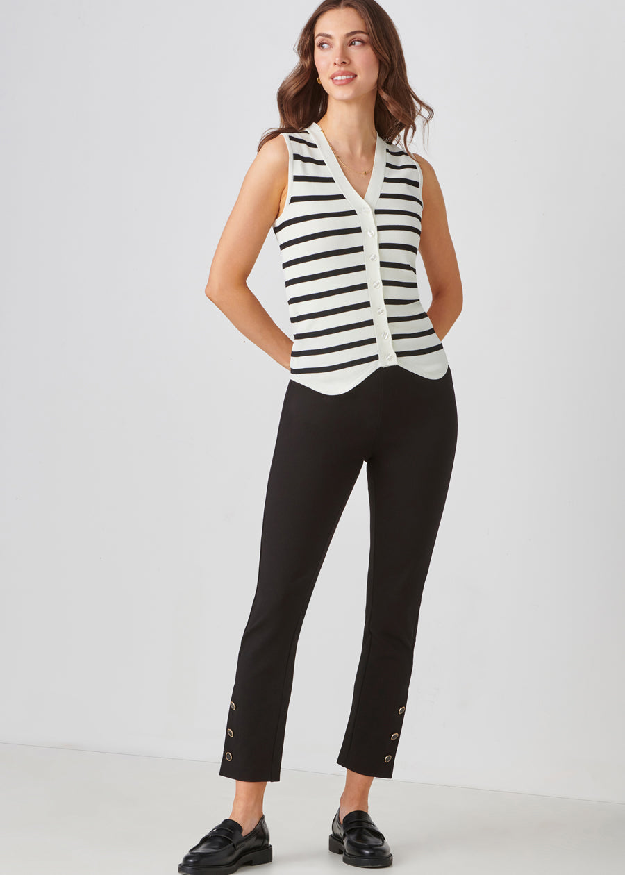 Viscose Cotton Blend V Neck Button Front Vest