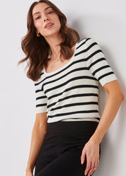 Viscose & Cotton Blend Square Neck Top