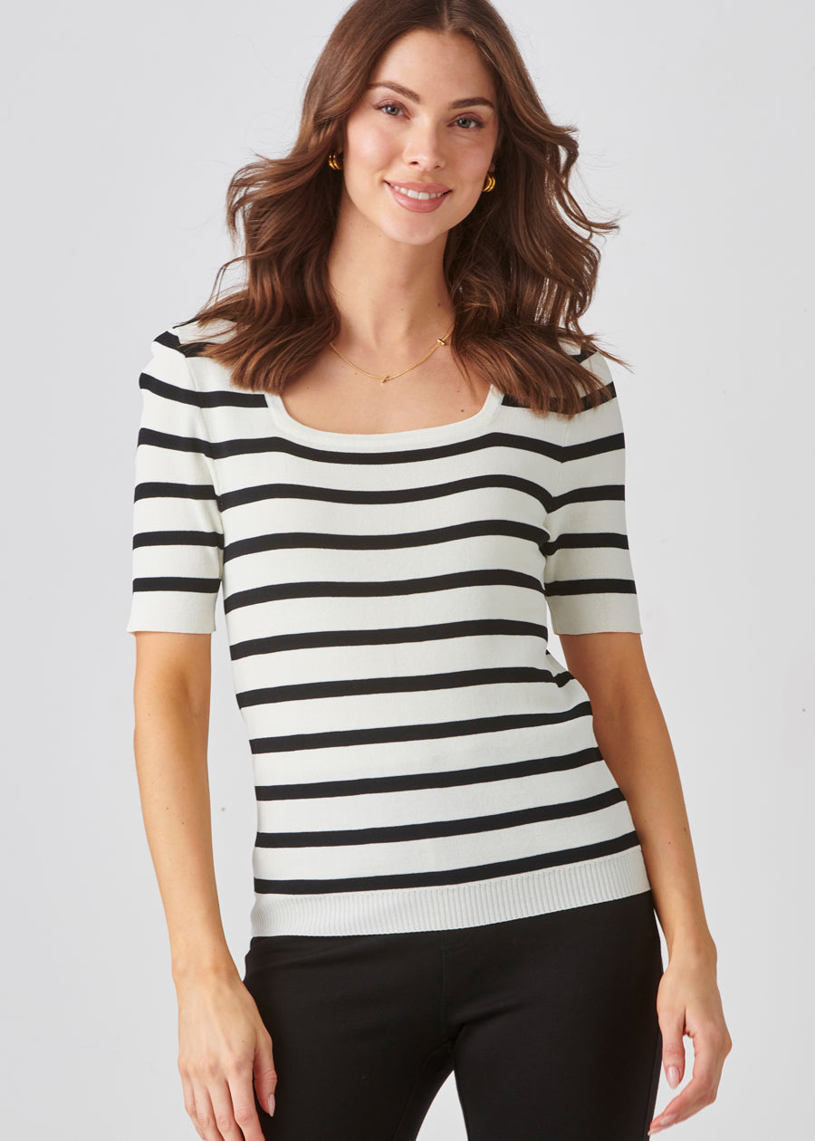 Viscose & Cotton Blend Square Neck Top