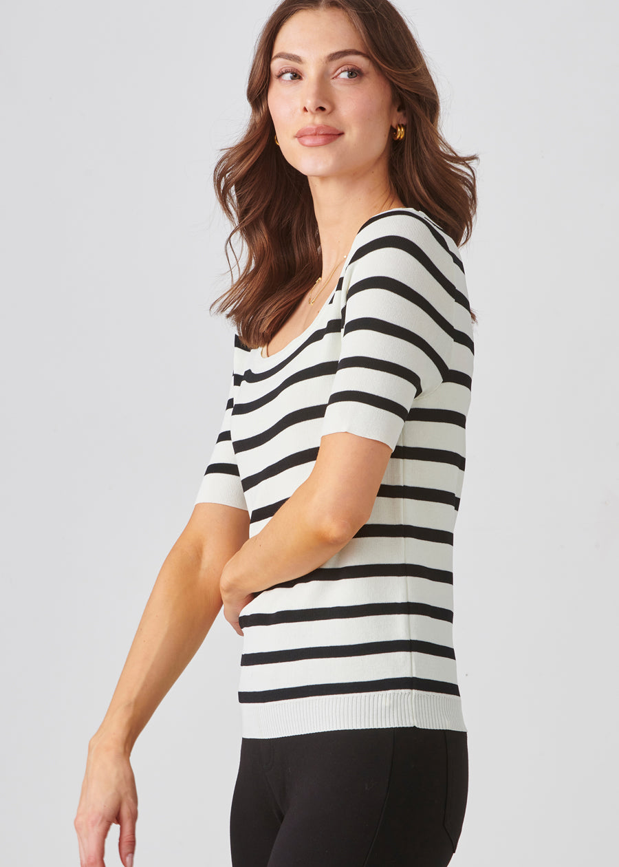 Viscose & Cotton Blend Square Neck Top