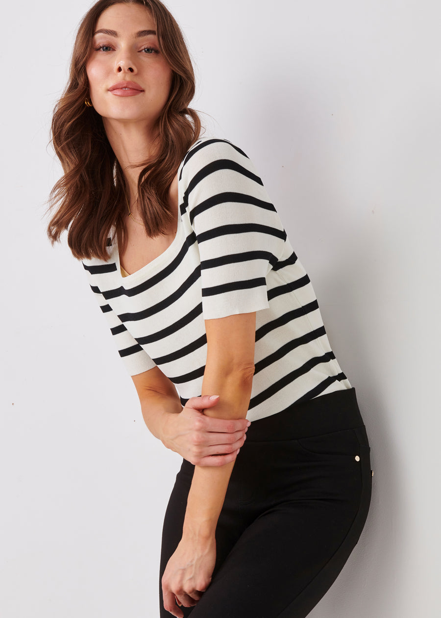 Viscose & Cotton Blend Square Neck Top
