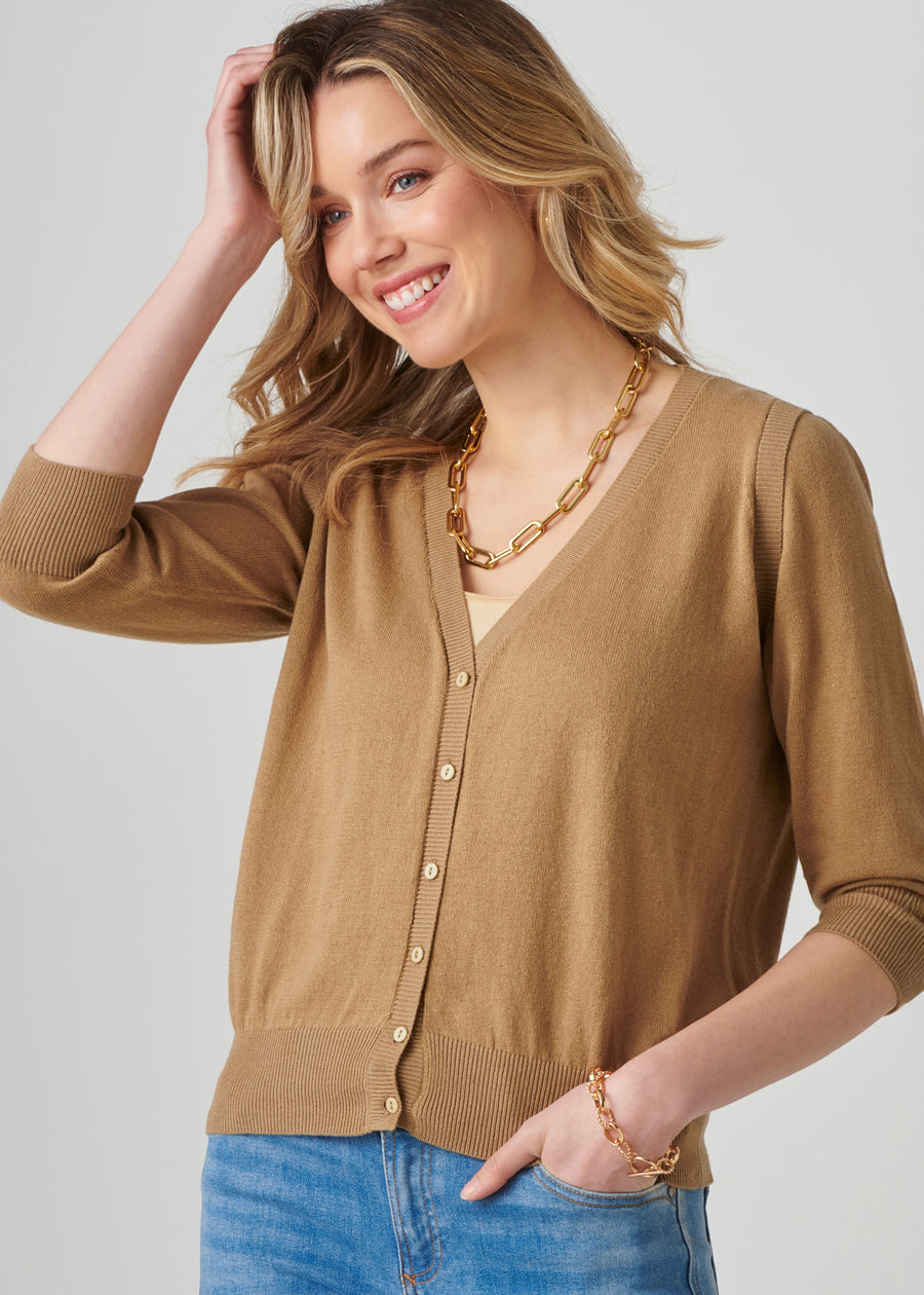 V Neck Cotton Cardigan