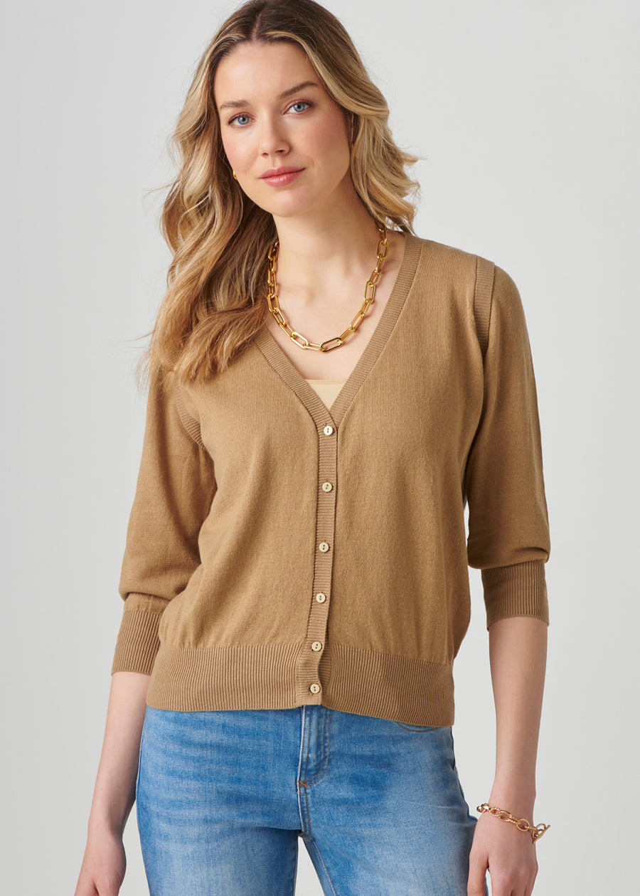 V Neck Cotton Cardigan