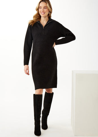 Modern Rib Half Zip Sweater Dress