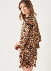 Satin Leopard Pajama & Short Set
