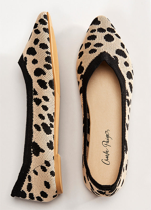 Leopard Print Knitted Flats